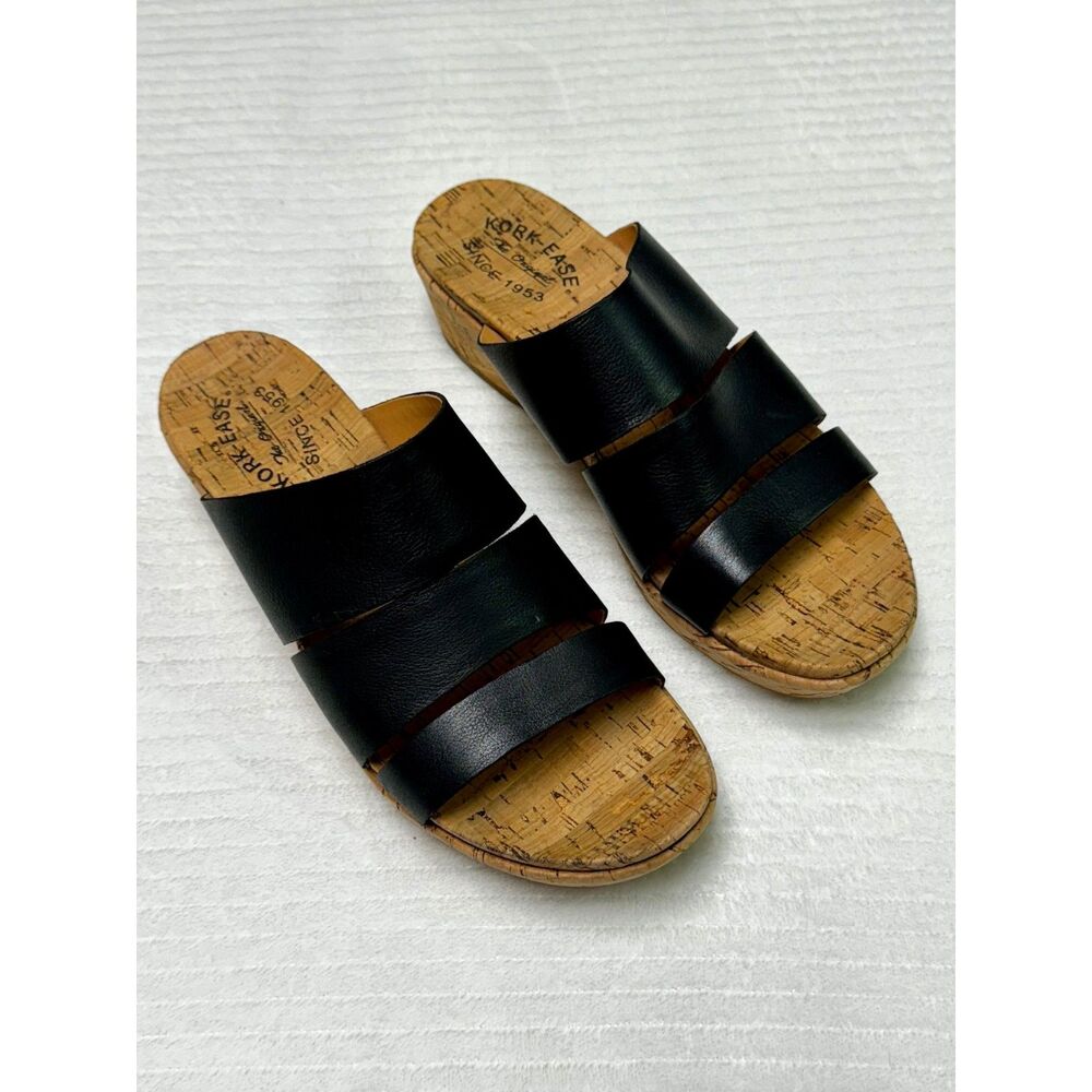 KORK-EASE Menzie Wedge Sandal, Black, Sz 9
